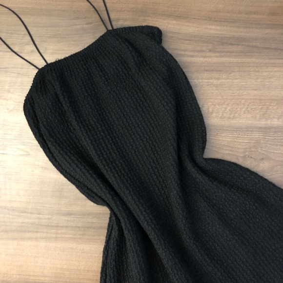 *SOLD* Vintage Black Ribbed Mini Dress - Picture 2 of 6